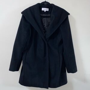 Calvin Klein Women’s Wool-Blend Black Coat Snap Front Size 8